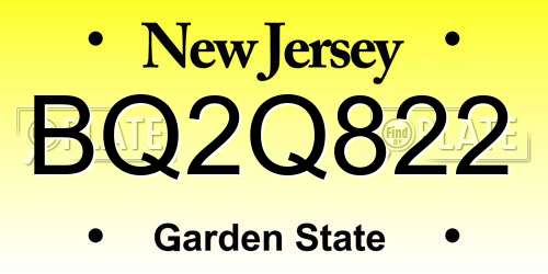 BQ2Q822 New Jersey License Plate