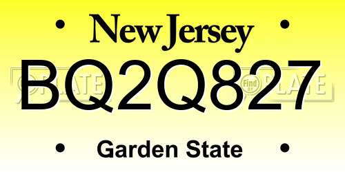 BQ2Q827 New Jersey License Plate