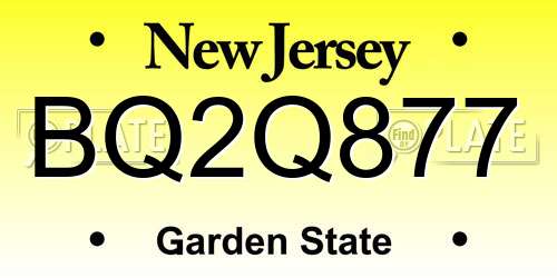BQ2Q877 New Jersey License Plate