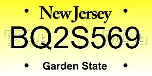 BQ2S569 New Jersey License Plate