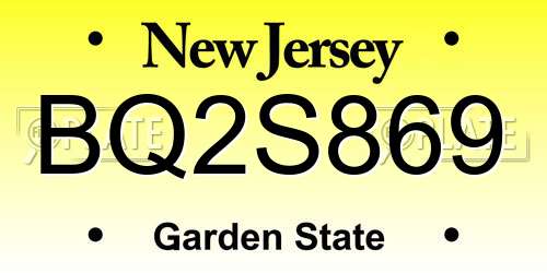 BQ2S869 New Jersey License Plate
