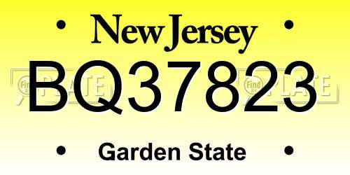 BQ37823 New Jersey License Plate