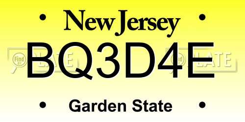 BQ3D4E New Jersey License Plate