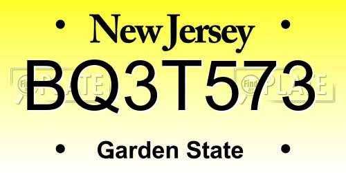 BQ3T573 New Jersey License Plate