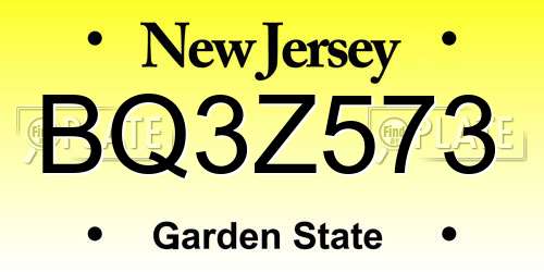 BQ3Z573 New Jersey License Plate