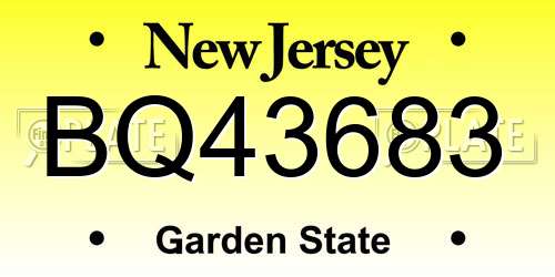 BQ43683 New Jersey License Plate