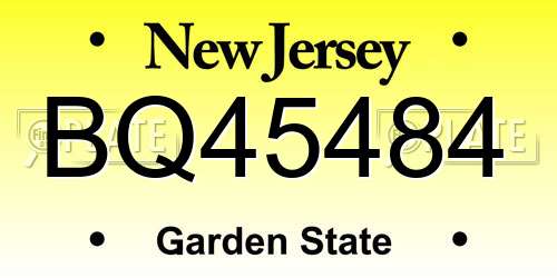 BQ45484 New Jersey License Plate