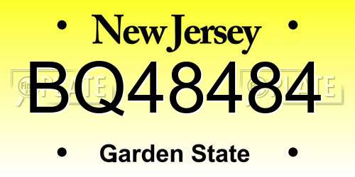 BQ48484 New Jersey License Plate