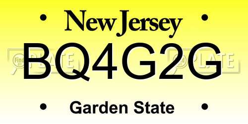 BQ4G2G New Jersey License Plate