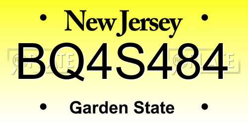 BQ4S484 New Jersey License Plate