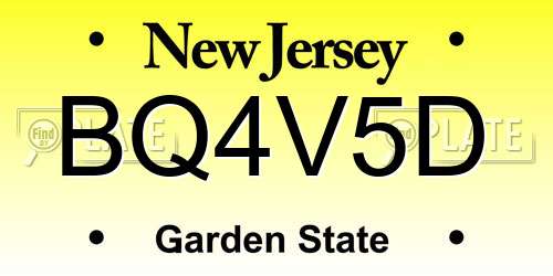 BQ4V5D New Jersey License Plate