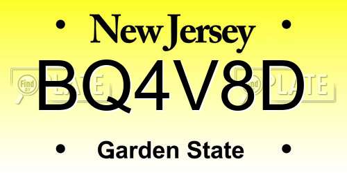 BQ4V8D New Jersey License Plate