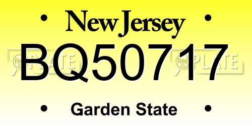 BQ50717 New Jersey License Plate