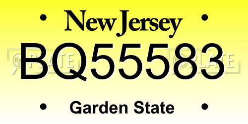 BQ55583 New Jersey License Plate