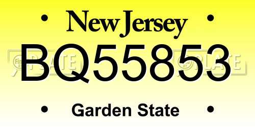 BQ55853 New Jersey License Plate