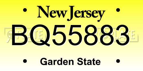 BQ55883 New Jersey License Plate