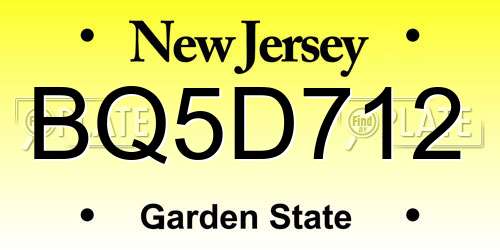 BQ5D712 New Jersey License Plate