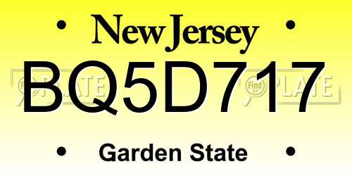 BQ5D717 New Jersey License Plate