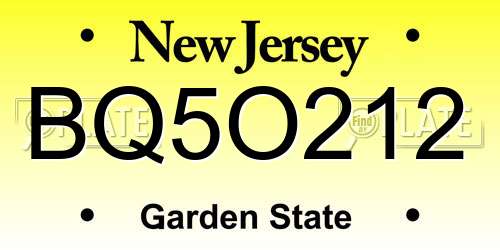 BQ5O212 New Jersey License Plate