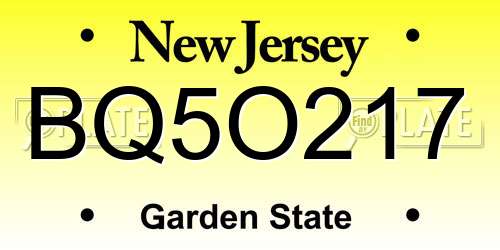 BQ5O217 New Jersey License Plate