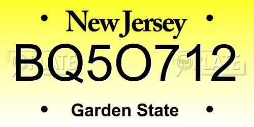 BQ5O712 New Jersey License Plate