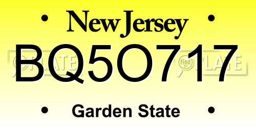BQ5O717 New Jersey License Plate
