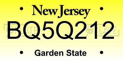 BQ5Q212 New Jersey License Plate