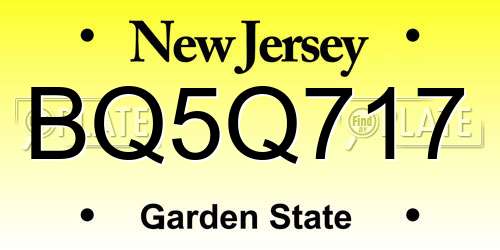 BQ5Q717 New Jersey License Plate