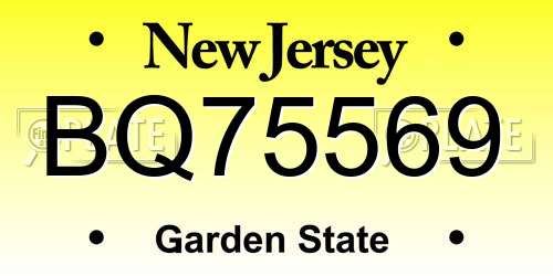 BQ75569 New Jersey License Plate