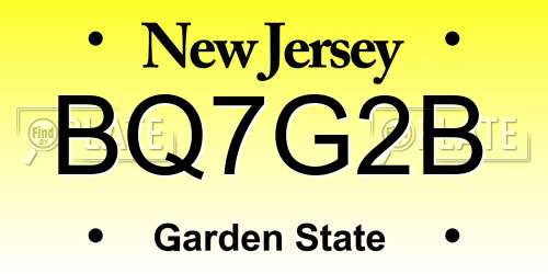 BQ7G2B New Jersey License Plate