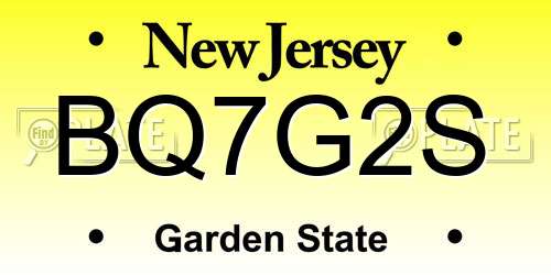 BQ7G2S New Jersey License Plate