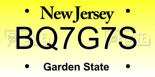 BQ7G7S New Jersey License Plate