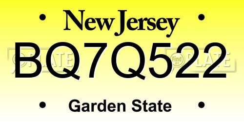 BQ7Q522 New Jersey License Plate