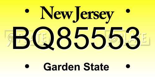 BQ85553 New Jersey License Plate