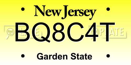 BQ8C4T New Jersey License Plate