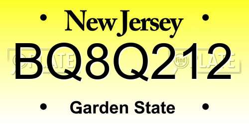 BQ8Q212 New Jersey License Plate
