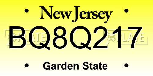 BQ8Q217 New Jersey License Plate