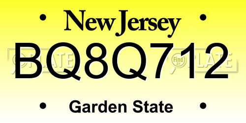 BQ8Q712 New Jersey License Plate