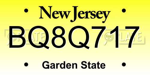 BQ8Q717 New Jersey License Plate