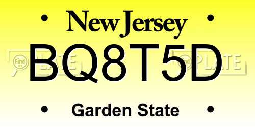 BQ8T5D New Jersey License Plate