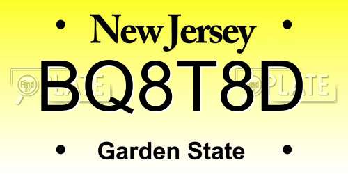 BQ8T8D New Jersey License Plate