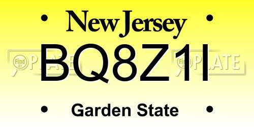 BQ8Z1I New Jersey License Plate