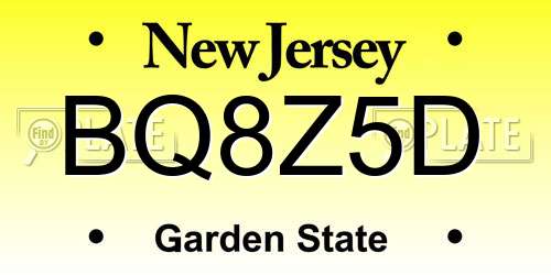 BQ8Z5D New Jersey License Plate