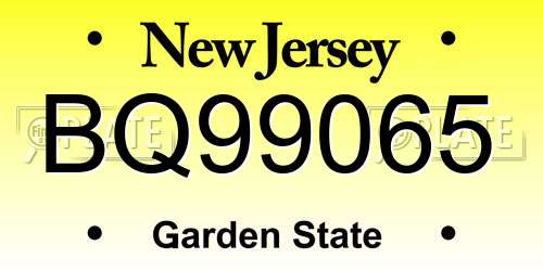 BQ99065 New Jersey License Plate