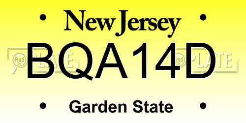 BQA14D New Jersey License Plate