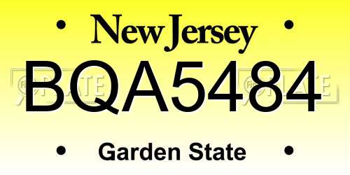 BQA5484 New Jersey License Plate