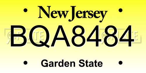 BQA8484 New Jersey License Plate
