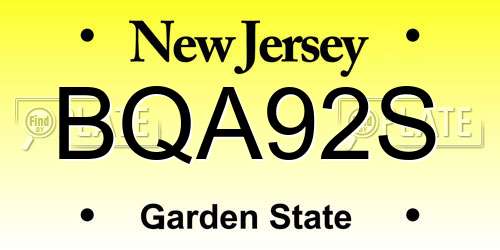 BQA92S New Jersey License Plate