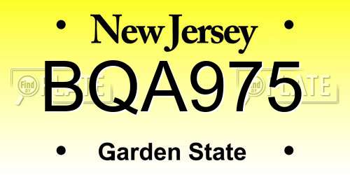 BQA975 New Jersey License Plate
