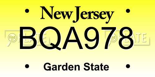 BQA978 New Jersey License Plate